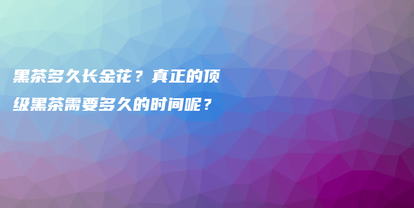 黑茶多久長金花？真正的頂級黑茶需要多久的時間呢？插圖