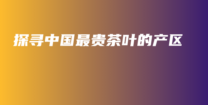 探尋中國最貴茶葉的產(chǎn)區(qū)插圖