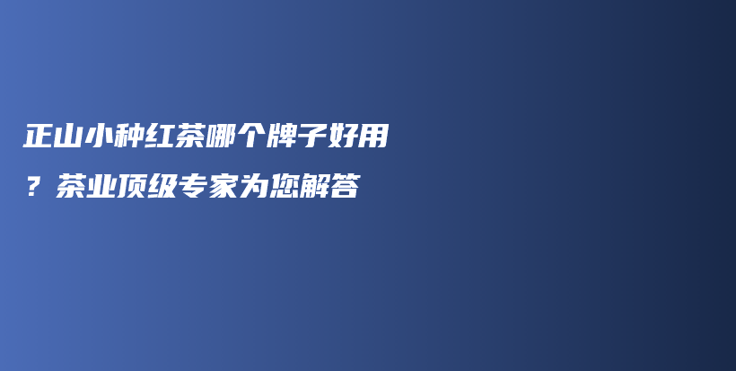 正山小種紅茶哪個牌子好用？茶業(yè)頂級專家為您解答插圖