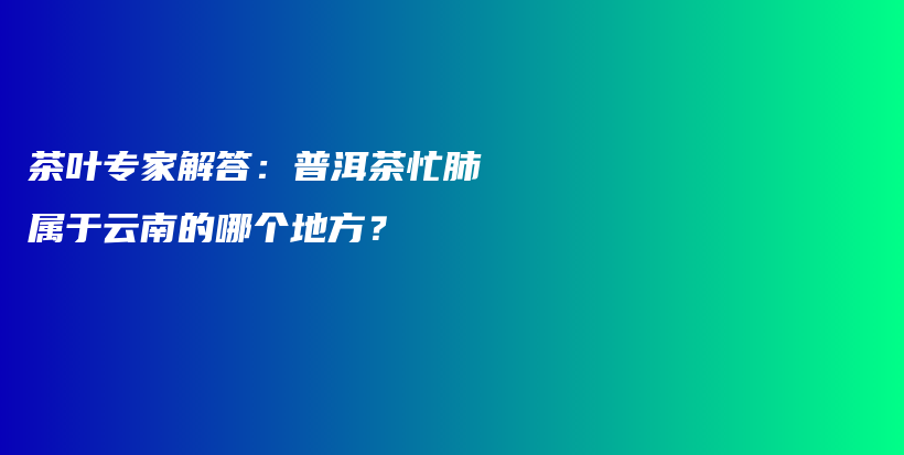 茶葉專家解答：普洱茶忙肺屬于云南的哪個(gè)地方？插圖