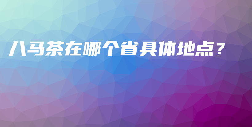 八馬茶在哪個省具體地點？插圖