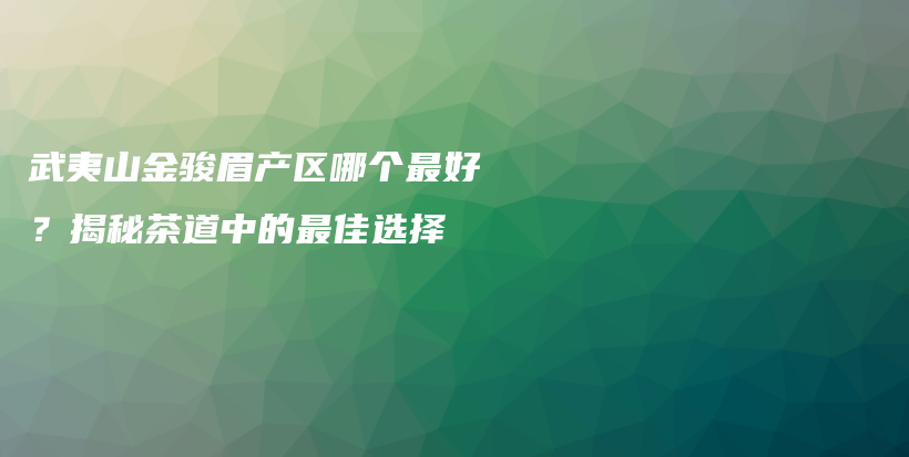 武夷山金駿眉產(chǎn)區(qū)哪個最好？揭秘茶道中的最佳選擇插圖