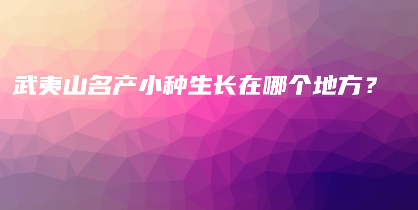 武夷山名產(chǎn)小種生長在哪個(gè)地方？插圖