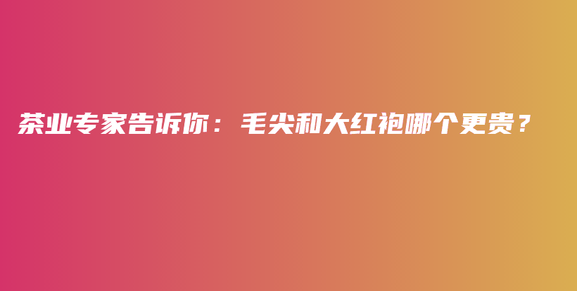 茶業(yè)專家告訴你：毛尖和大紅袍哪個更貴？插圖