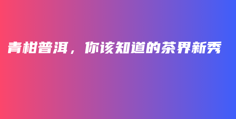青柑普洱，你該知道的茶界新秀插圖