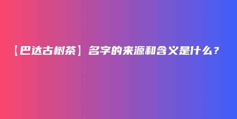 【巴達古樹茶】名字的來源和含義是什么？插圖