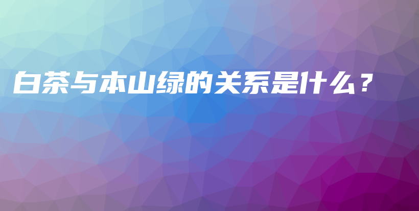 白茶與本山綠的關(guān)系是什么？插圖