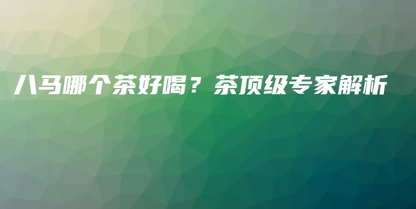八馬哪個茶好喝？茶頂級專家解析插圖