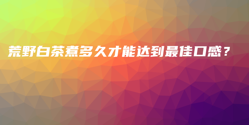 荒野白茶煮多久才能達(dá)到最佳口感？插圖
