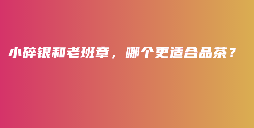 小碎銀和老班章，哪個更適合品茶？插圖