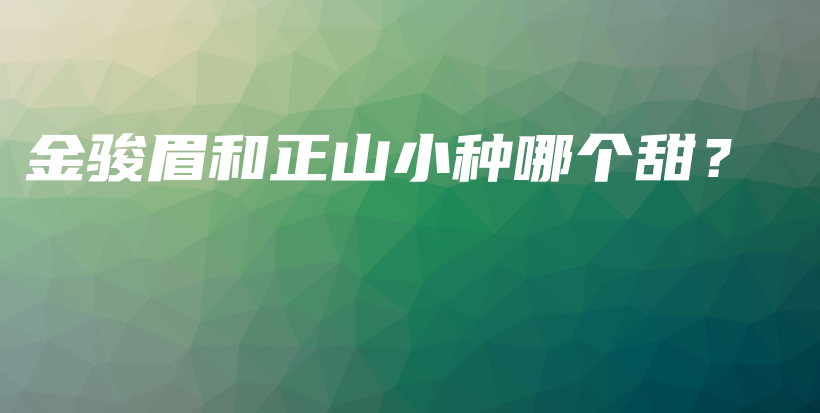 金駿眉和正山小種哪個甜？插圖