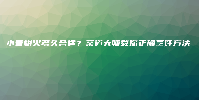 小青柑火多久合適？茶道大師教你正確烹飪方法插圖