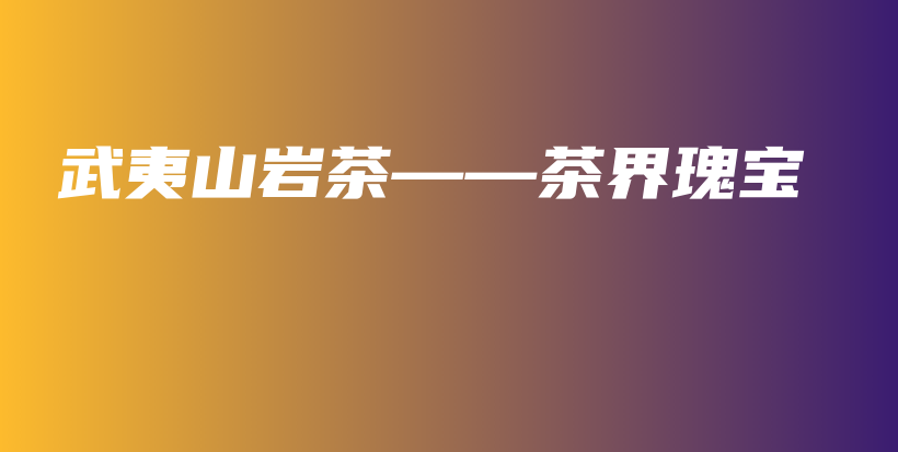 武夷山巖茶——茶界瑰寶插圖