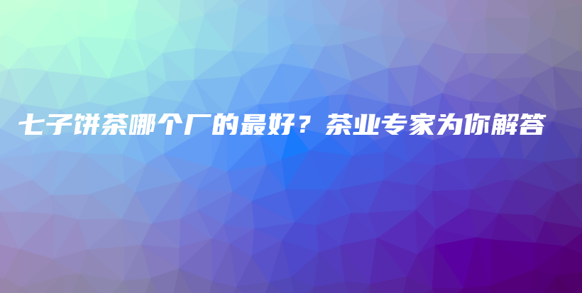 七子餅茶哪個(gè)廠的最好？茶業(yè)專家為你解答插圖