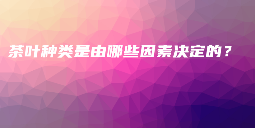 茶葉種類是由哪些因素決定的？插圖