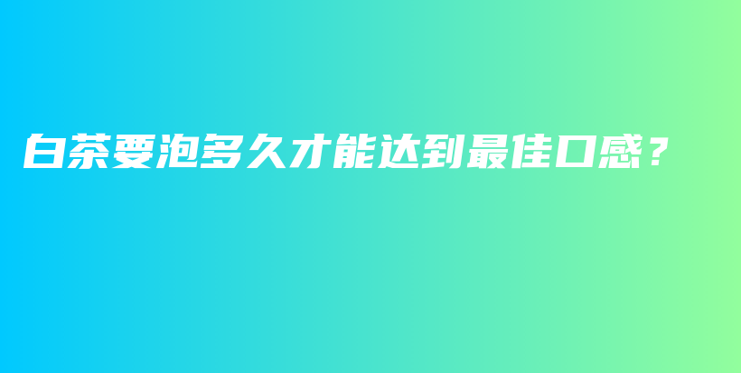 白茶要泡多久才能達(dá)到最佳口感？插圖