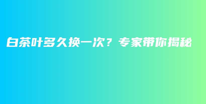 白茶葉多久換一次？專家?guī)憬颐夭鍒D