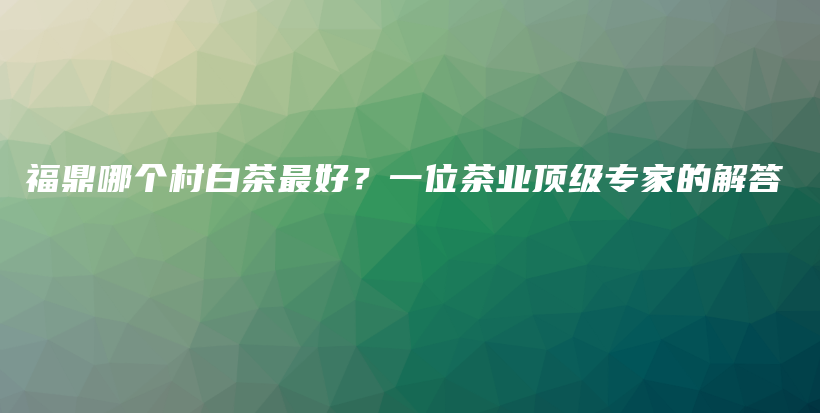 福鼎哪個(gè)村白茶最好？一位茶業(yè)頂級(jí)專(zhuān)家的解答插圖