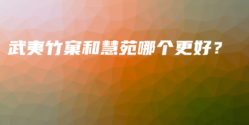 武夷竹窠和慧苑哪個更好？插圖