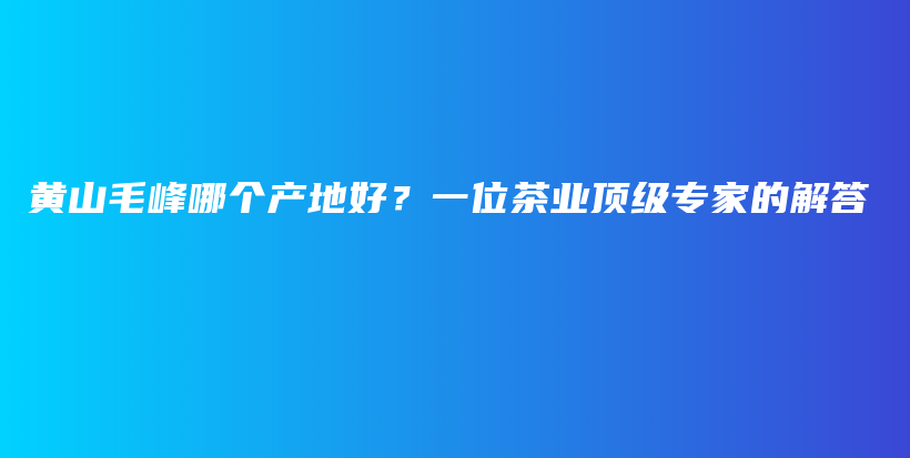 黃山毛峰哪個(gè)產(chǎn)地好？一位茶業(yè)頂級(jí)專家的解答插圖